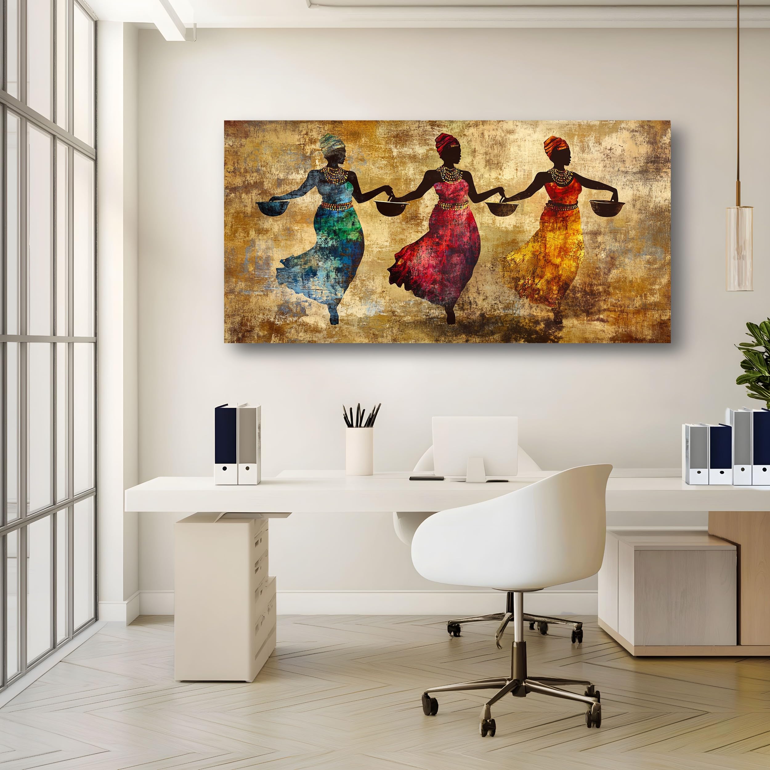 SKOEUI Grandi Quadri Moderni Soggiorno Africano Etnico Quadro con Cornice | Donna Figurativa 1 Pezzo 60x120 cm Stampa su Tela Decorazione da Parete per Salotto, Camera da letto, Cucina