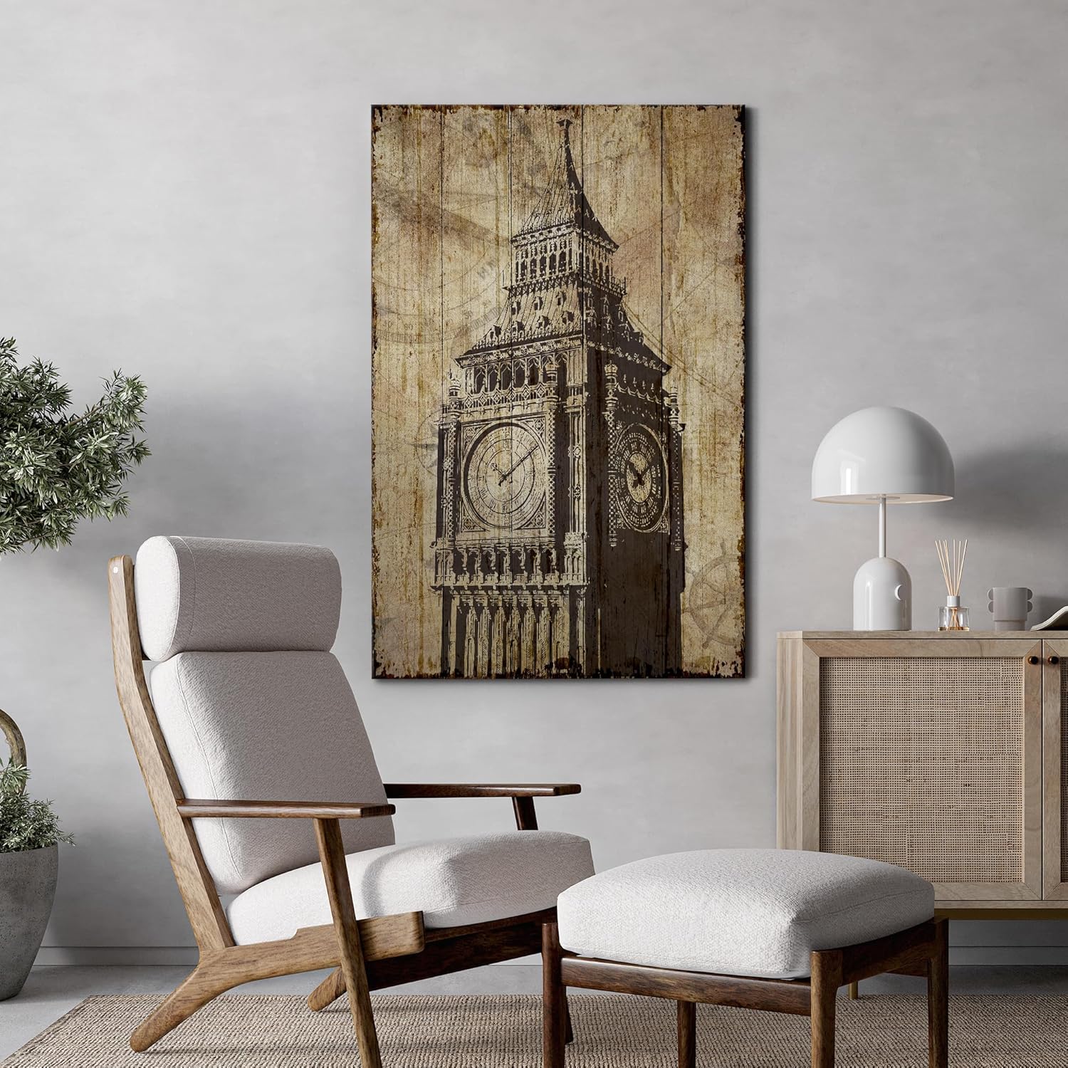 wall26 Canvas Print Wall Art Vintage Big Ben London Clock Tower Photography Realism Decorative Scenic Rustic Zen Calm Colorful for Living Room, Bedroom, Office - 24"x36"