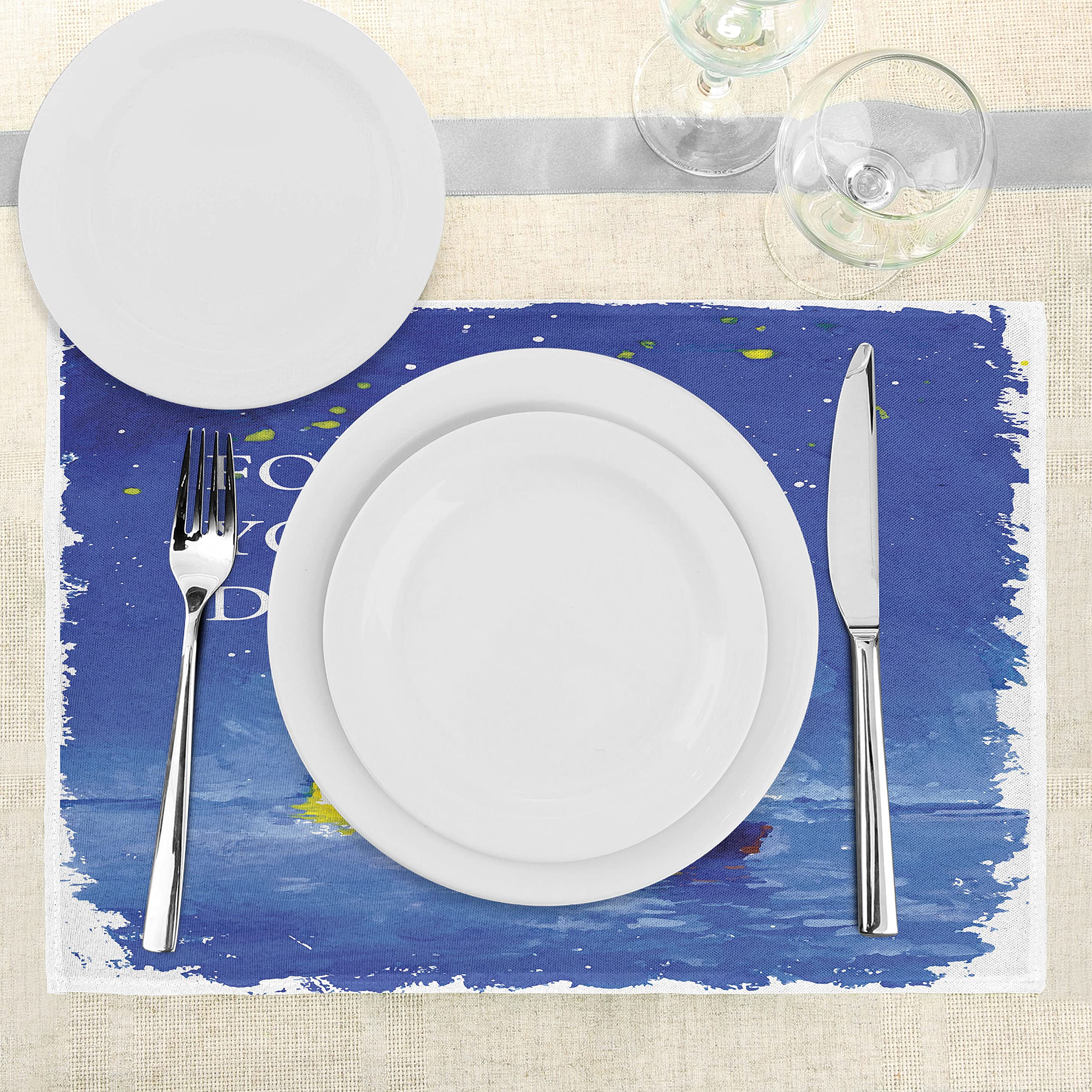ABAKUHAUS Delfino Tovaglietta Americana Set di 4, Nautico Linea Animal Ocean, Tovagliette in Tessuto Lavabile per Tavolo da Pranzo Cena, Multicolore
