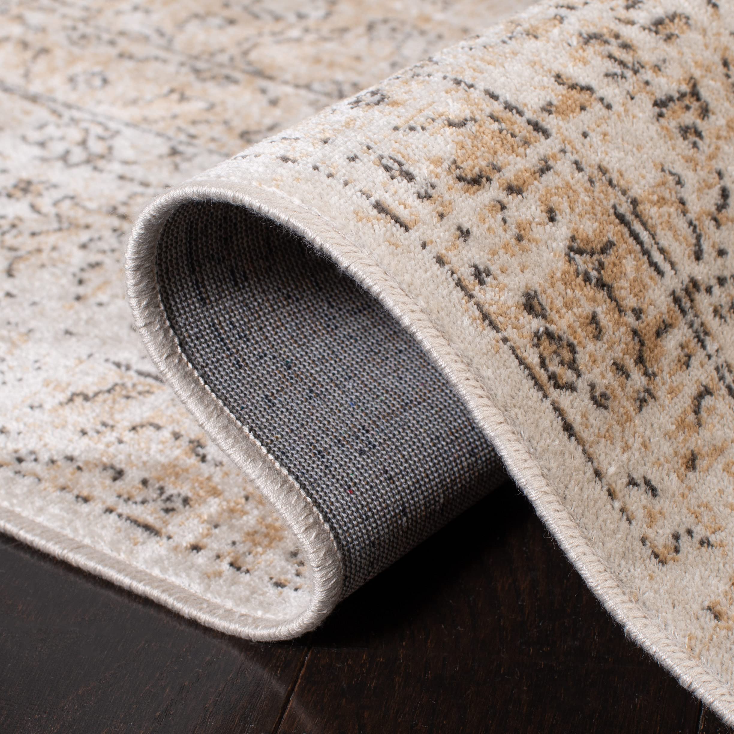 SAFAVIEH Traditionell Teppich für Wohnzimmer, Esszimmer, Schlafzimmer - Atlas Collection, Kurzer Flor, Elfenbein und Beige, 99 X 160 cm