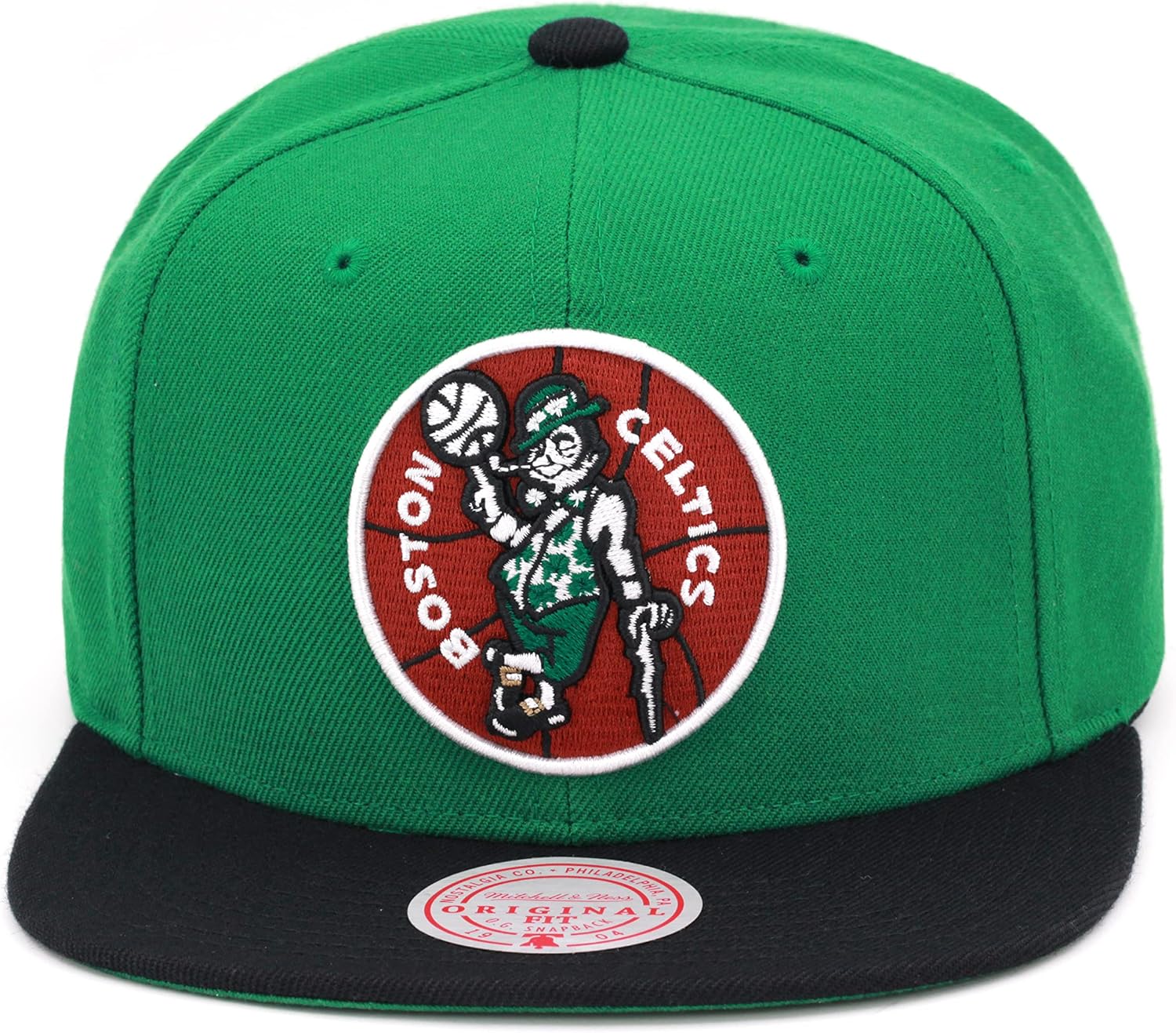 Mitchell & Ness Boston Celtics Team 2-Tone 2.0 Snapback Hat Adjustable Cap - Green/Black/Hardwood Classics