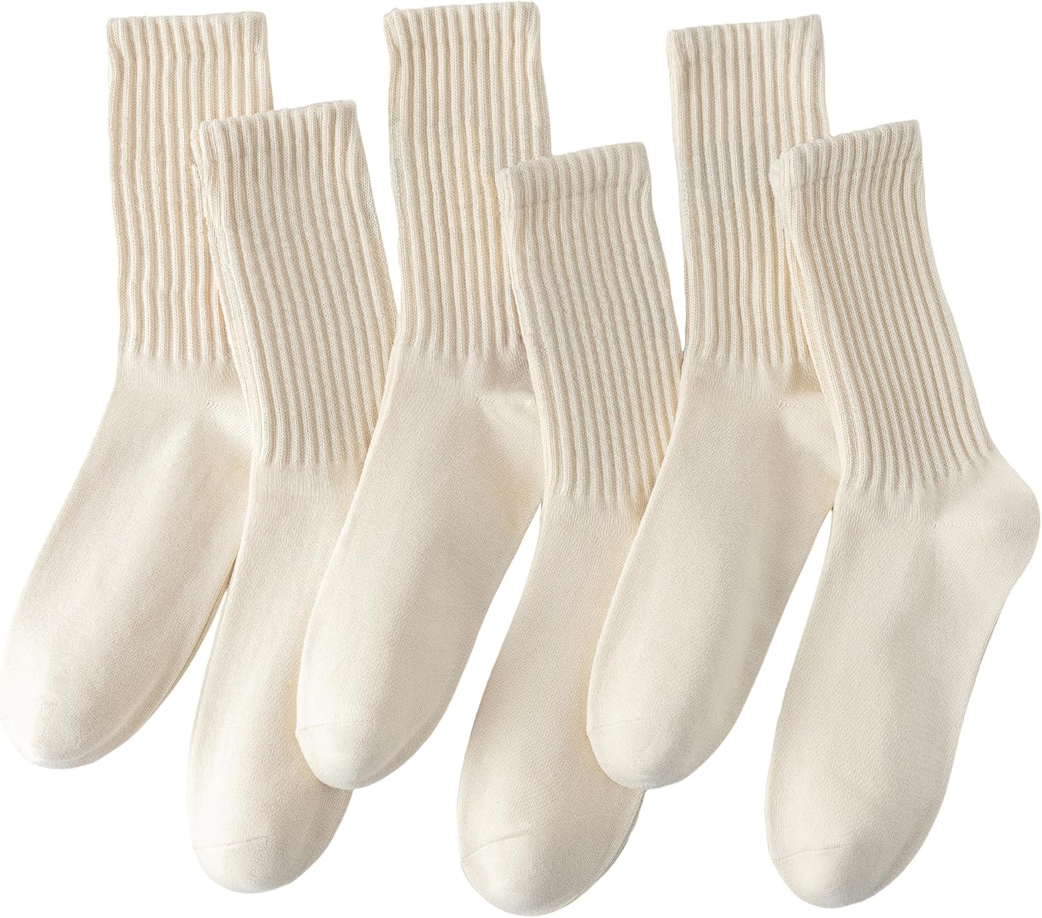 ULEEMARK 6 Pairs Of Neutral Crew Socks, Striped Retro Sports Calf Leather Socks, Casual Cotton Socks For Men & Women(7-15)