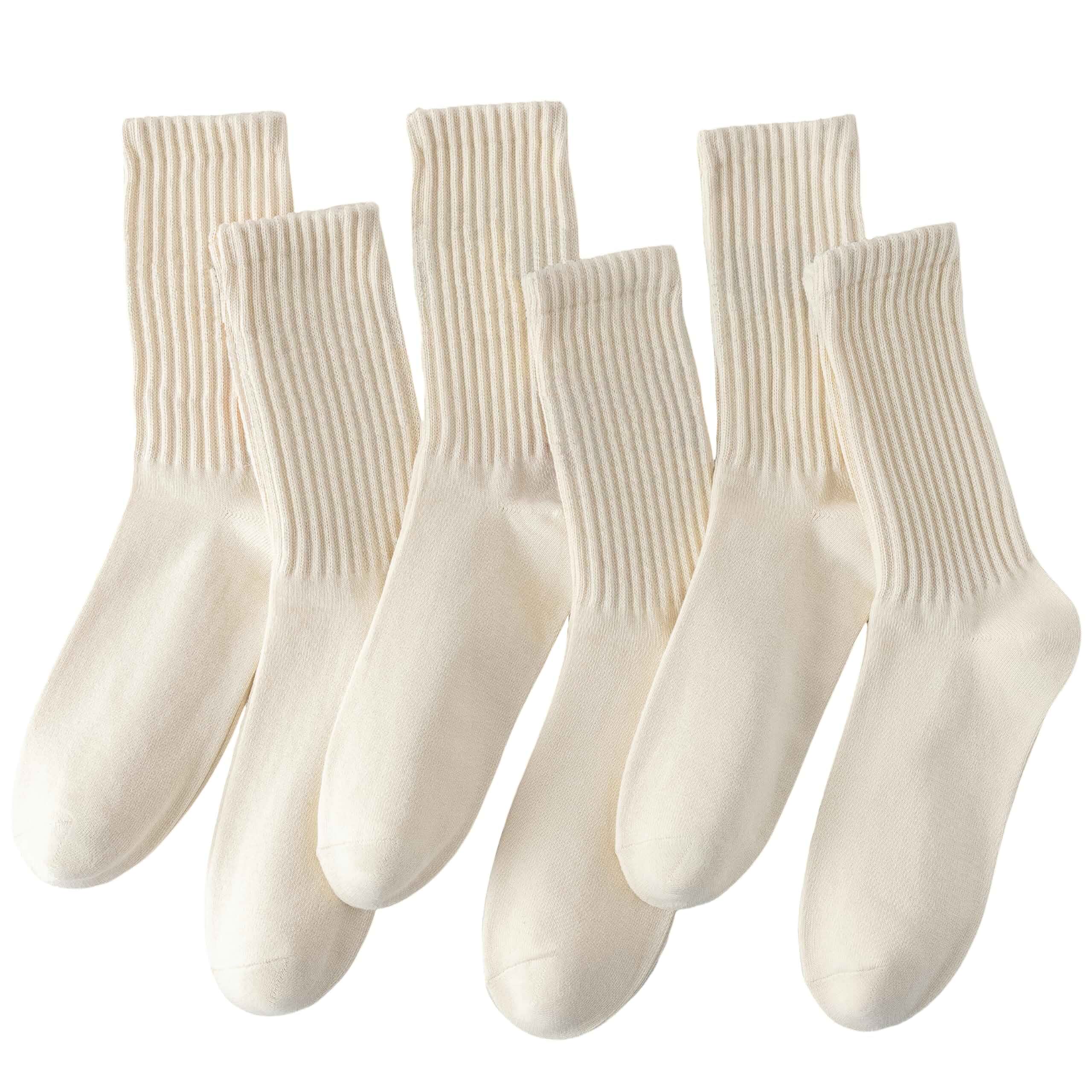 ULEEMARK 6 Pairs Of Neutral Crew Socks, Striped Retro Sports Calf Leather Socks, Casual Cotton Socks For Men & Women（7-15）