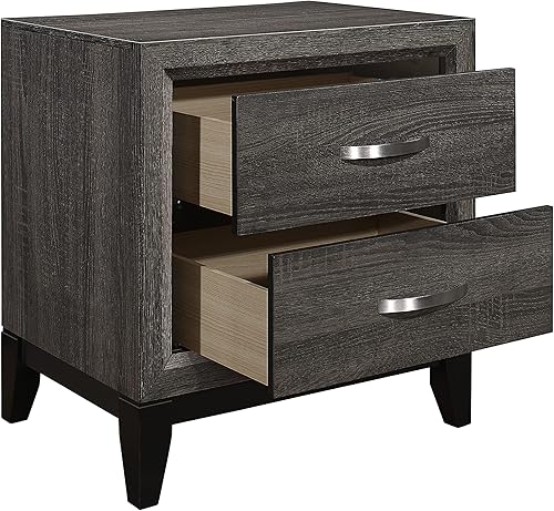 Miniatura 5 de NewCosmos Contemporary Styling Gray Finish 1pc Nightstand Dovetail Drawers Unique Bedroom Furniture