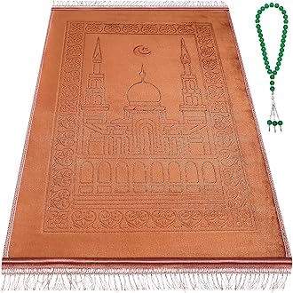 Z&Z living Space Muslim Prayer mat Extra Soft and Thick Padded Rug for Eid Travel Ramadan Islamic Gift and Great for Knees and Forehead