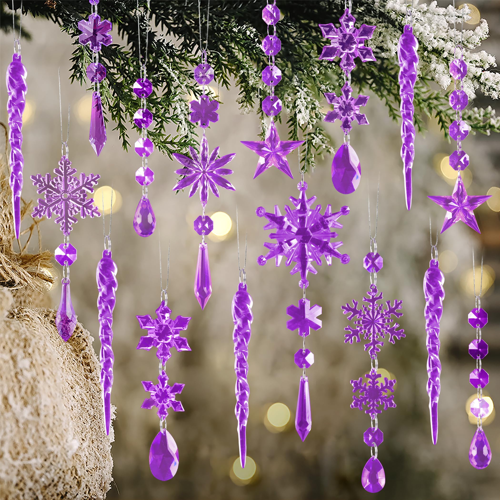 Crystal Ornaments for Christmas Tree Winter Wonderland Decorations