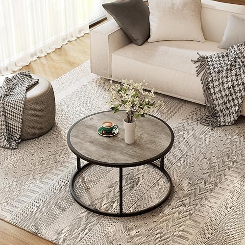 Miniatura 3 de SAYGOER Mesa auxiliar redonda pequeña, mesas de centro modernas para sala de estar, mesa central simple para espacios pequeños, oficina en casa,