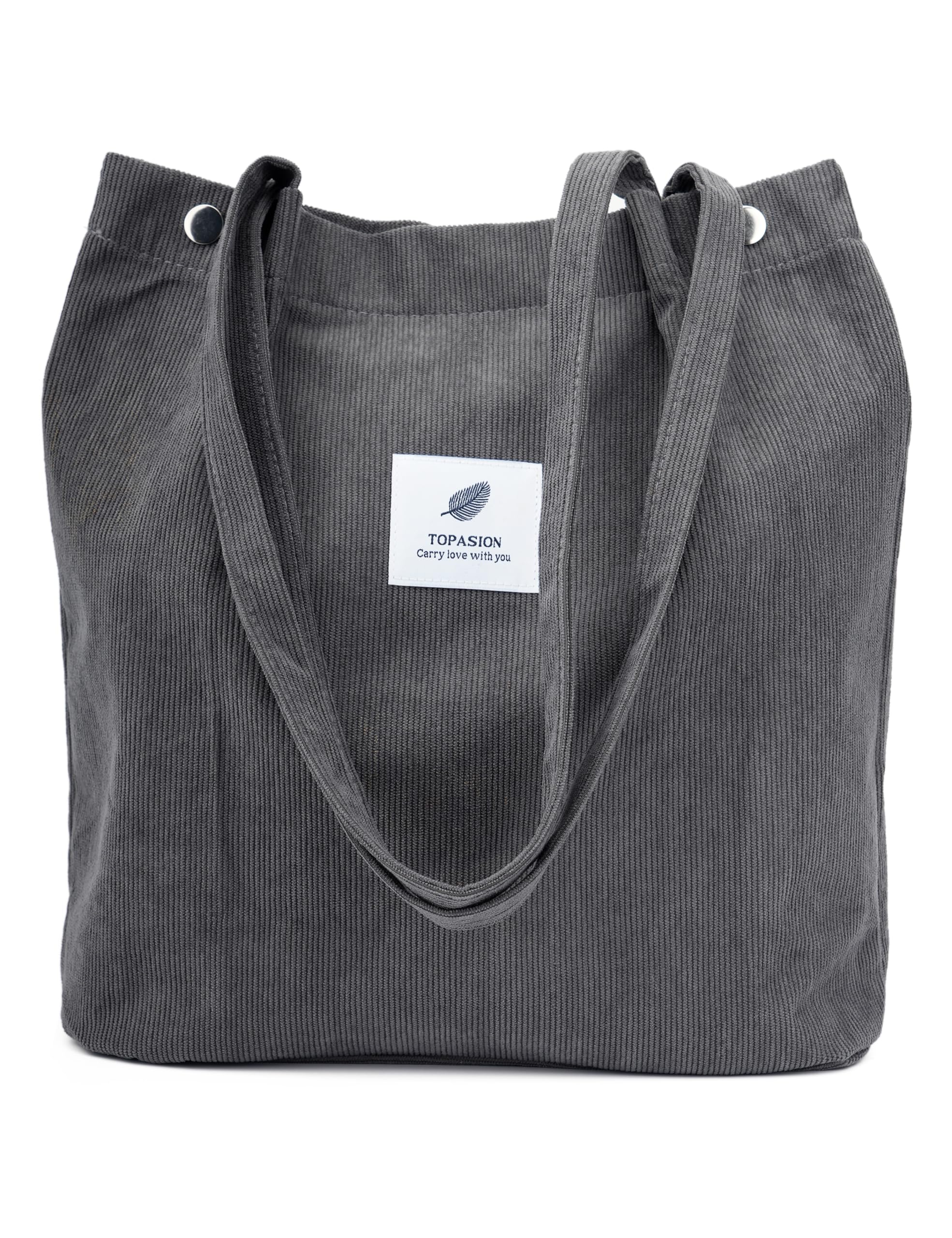 TOPASION Cute Corduroy Tote Bag Canvas Shoulder Handbags for Women Travel Shopping