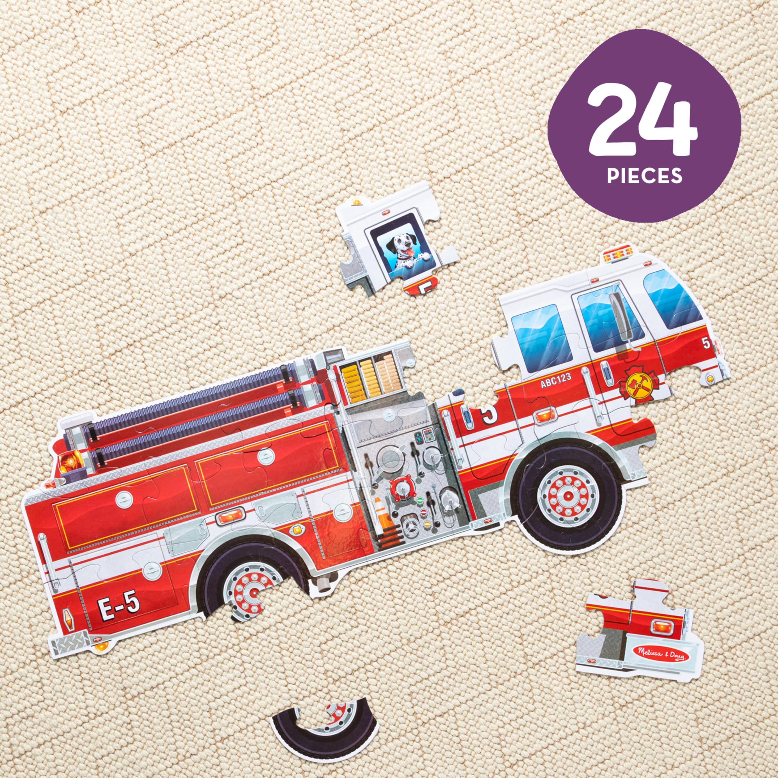 Melissa & Doug Neu! Riesiges Feuerwehrauto Bodenpuzzle 24 Teile