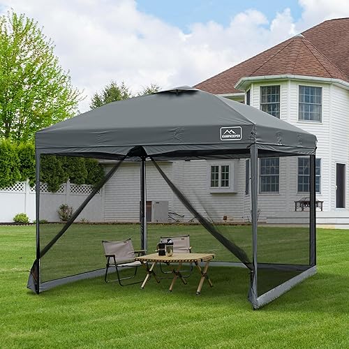 Miniatura 1 de KAMPKEEPER Toldo desplegable de 10 x 10 pies con mosquitera, tienda de campaña instantánea para exteriores, para eventos, patio, campamento, picnic,