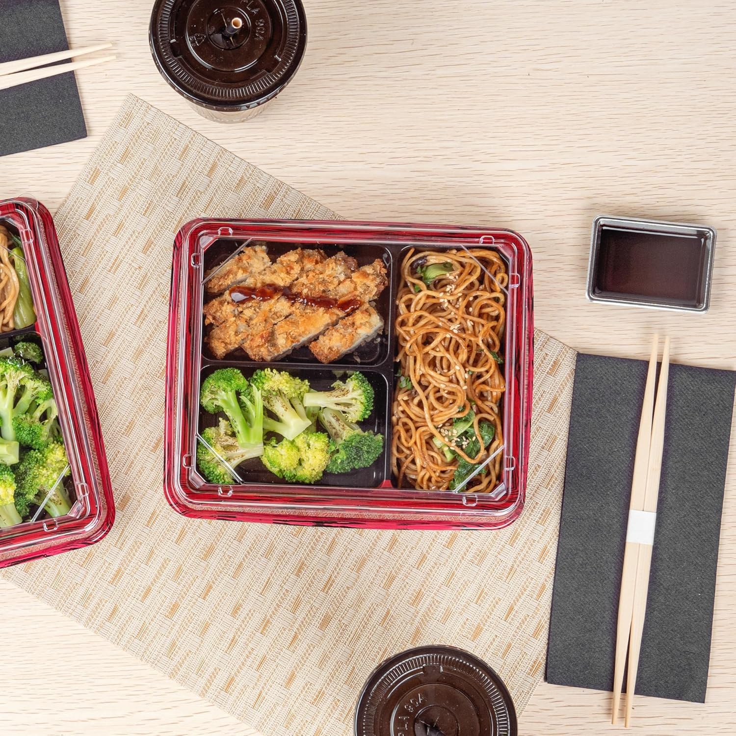 Restaurantware-LIDS ONLY: 8.6 x 7.2 x 0.8 Inch Clear Lids For Bento Boxes, 100 Disposable Container Lids - Bento Boxes Sold Separately, Tight Seal, Clear Plastic Lids, Ideal For Take Out
