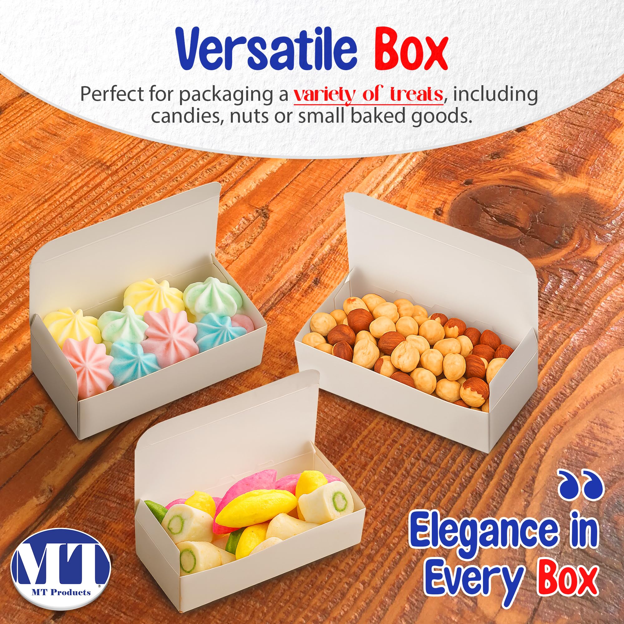 MT Products White Candy and Chocolate Gift Box 5" x 2 1/4" x 1 1/4" - Extra Small Fudge Box - Pack of 20