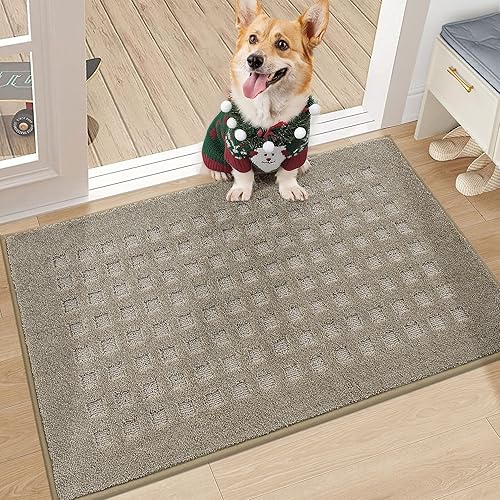 BEQHAUSE Tapetes para puerta de interior de 20 x 32 pulgadas, tapete de perro para patas fangosas, absorbente y resistente a la suciedad, tapete