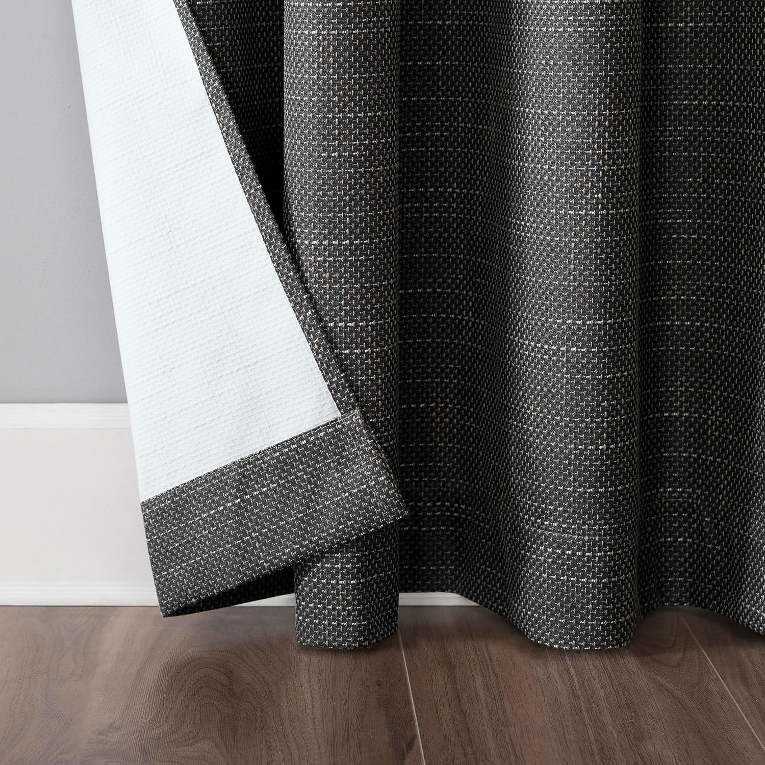 Sun Zero Brooks Burlap Weave Thermal Extreme 100% Total Blackout Grommet Curtain Panel, Coal, 52"W x 96"L (1 Panel)