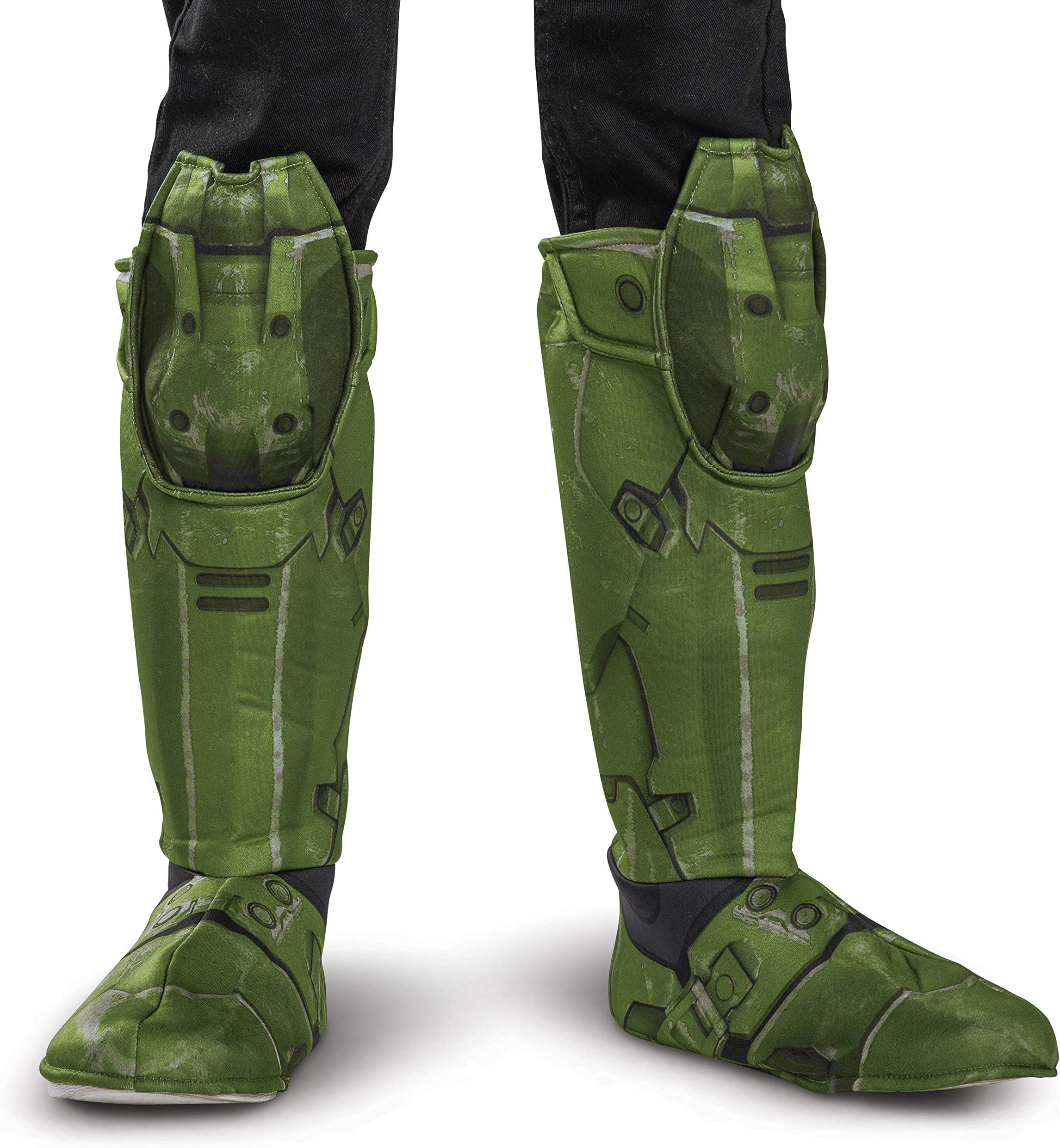 Disguise Halo Infinite Master Chief Boots, Kids Costume Footwear Accessory, Child Size Video Game Inspired Soft Boot Covers Green & Black