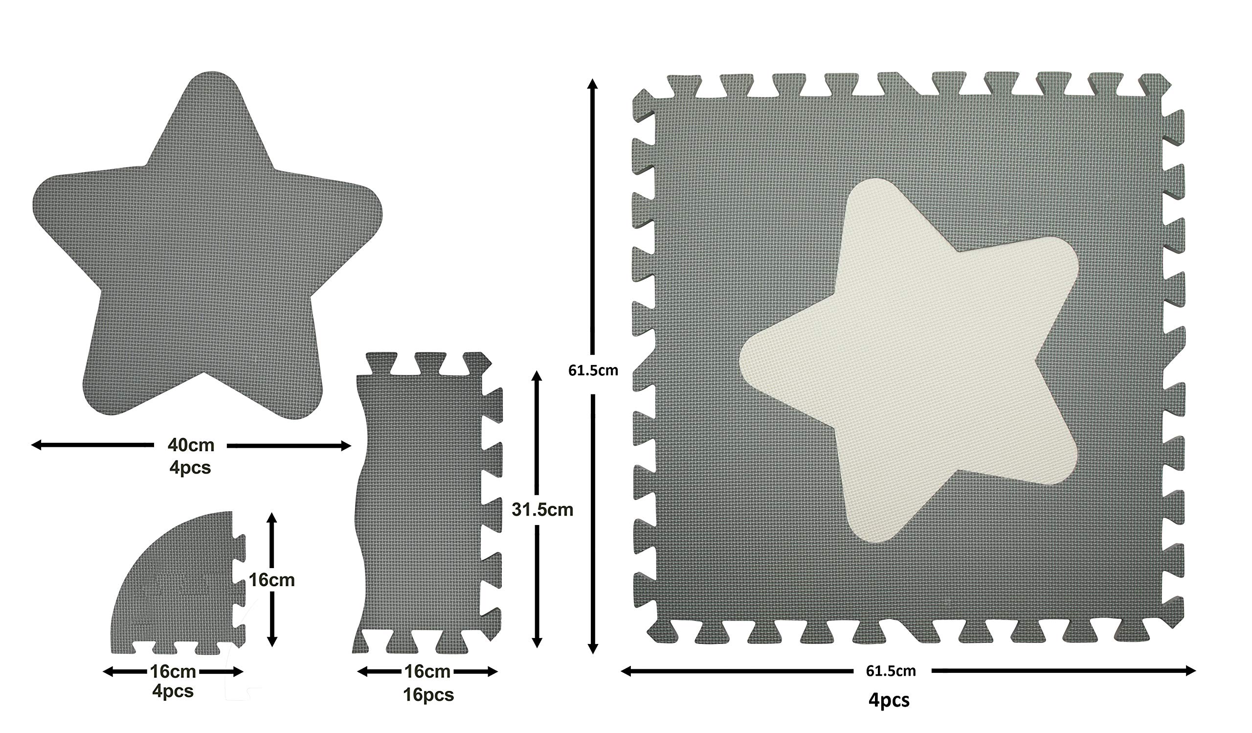 Tapis de Jeu Edukit EVA en Mousse avec Bordures ; 25 pièces ; 31,5 x 31,5cm ; 1,4mm Extra épais