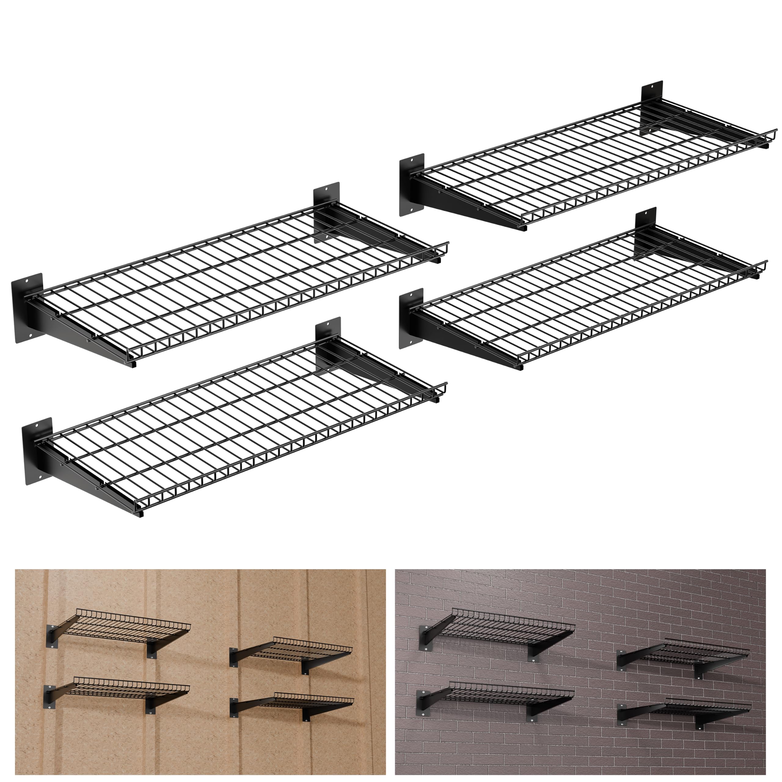 Garage Wall Shelving - 2 Pack, Black -10