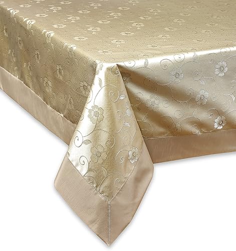 Miniatura 5 de Violet Linen Elegantes manteles bordados con diseño de flores, 70 x 88 pulgadas, color blanco