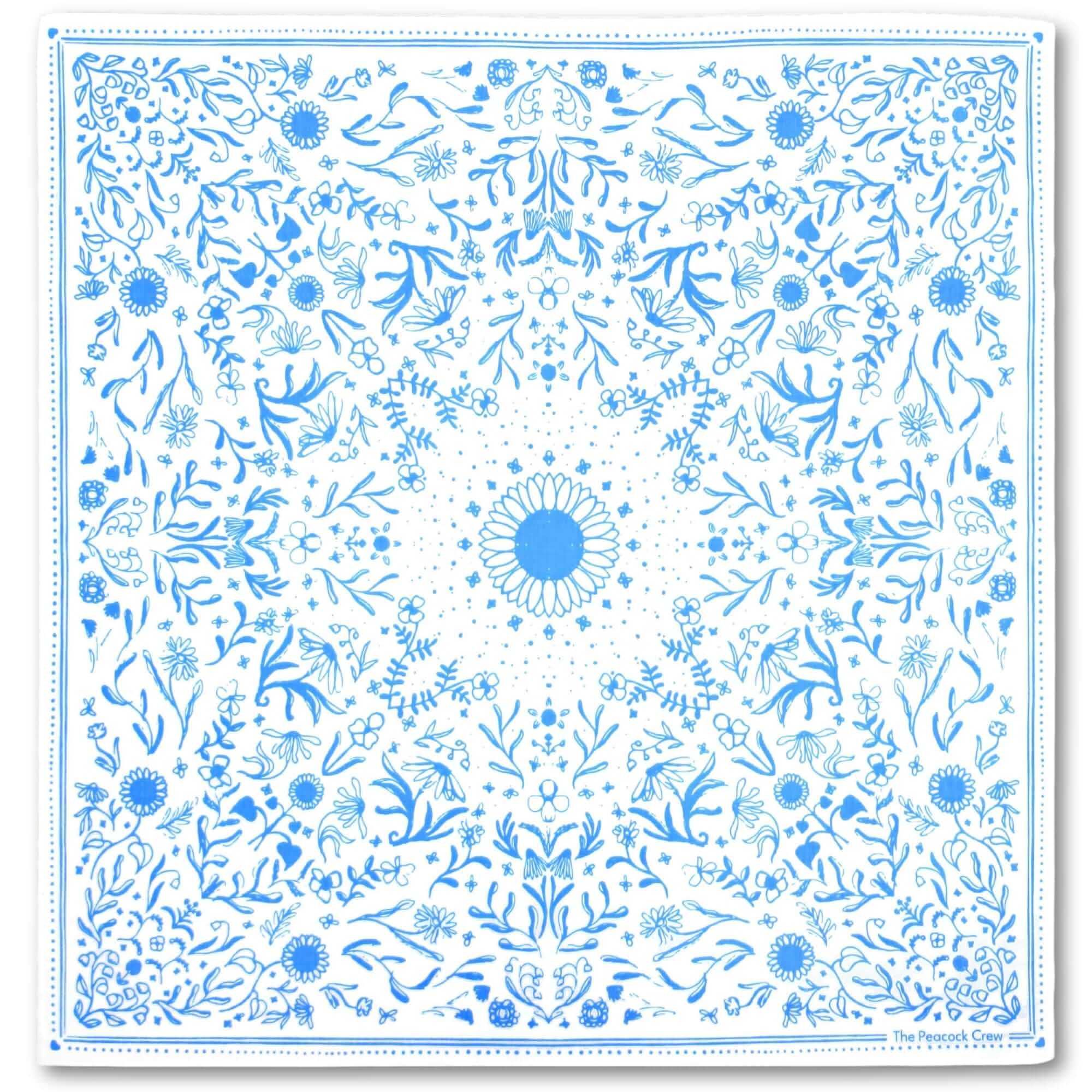 The Peacock Crew Premium Soft Cotton Designer Bandana for Men and Women 22x22 in Floral
