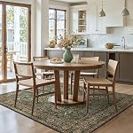 Bavni Area Rug 5x7 Machine Washable Rugs for Living Room Lightweight Low Pile Vintage Floral Non-Shedding Carpet for Living Room Bedroom Dining Room Office,Green