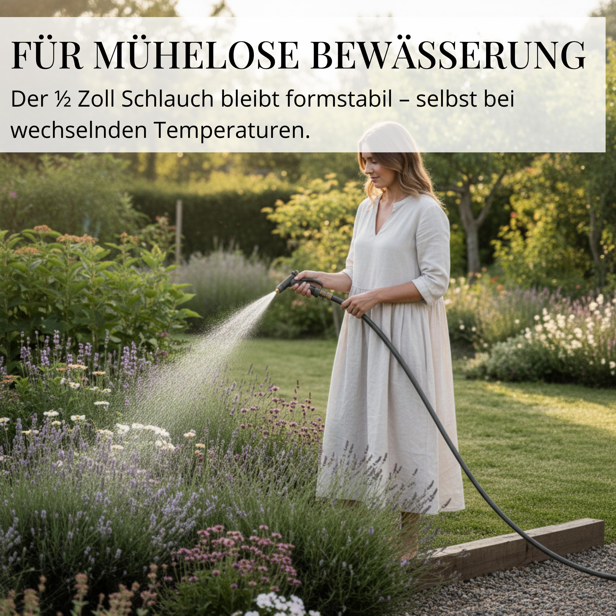 LIVLIG Gartenschlauch 30m, flexibler Premium Wasserschlauch aus 60 Prozent Recyclingmaterial, UV beständig, knickfest, Design Gartenschlauch 1/2 Zoll in Anthrazit