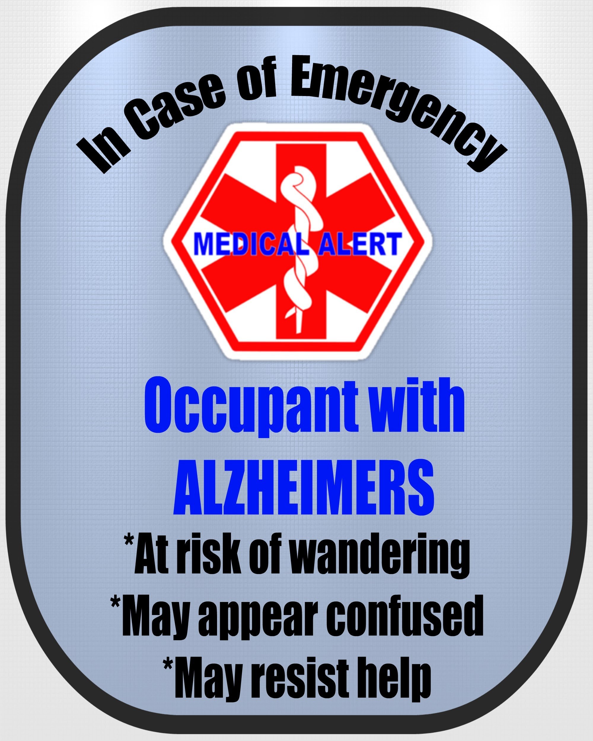 Alzheimers 2 Pack Medical Alert Safety Decal Sticker