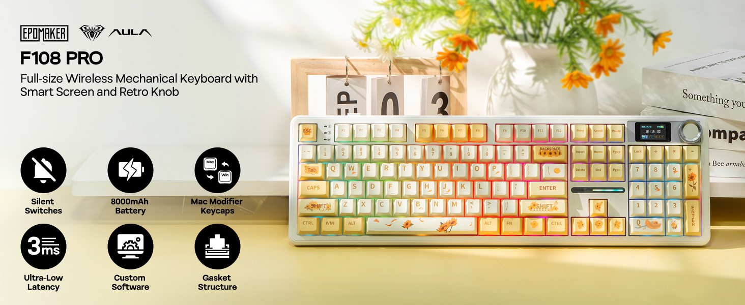 Amazon | EPOMAKER X Aula F108 PRO ワイヤレスゲーミングキーボード