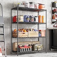 Vista 6 de 4- Shelf Metal Shelving Unit Adjustable Storage Shelves Heavy Duty Garage Shelving Steel Wire Shelving for Laundry Bathroom Kitchen Pantry Closet