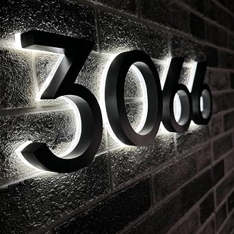 Selegna Personalized Solar Light Up House Numbers for Outside, Backlit LED Address Number Signs, illuminated address numbers for house, Custom Solar Lighted Address Signs for Yard & Mailbox