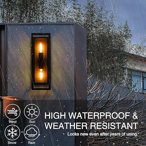 Miniatura 7 de FTL-OW-053 - Lámpara de pared para exteriores, lámpara de pared exterior con vidrio transparente, iluminación de pared exterior arriba y abajo para