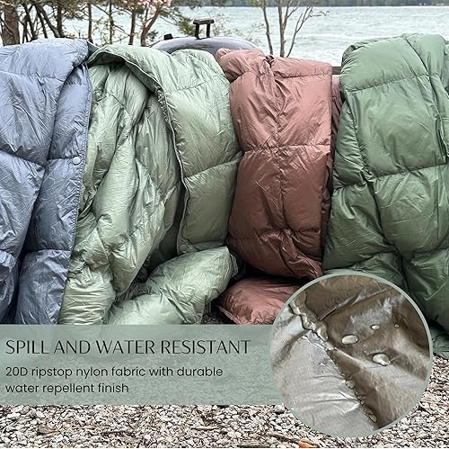 Miniatura 4 de Manta de campamento con caja de pies, ligera, plegable, resistente al agua, colcha de mochilero y cálida manta compacta para exteriores, 52 x 77