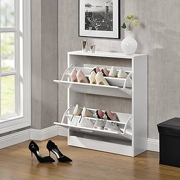 SoBuy FSR114-W Schoenenkast, Schoenenrek, Opbergkast, met 2 Kleppen, 1