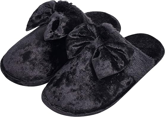 DL Womens Fluffy Velvet Slip on Scuff Slippers for Women Indoor, Warm Furry Ladies Bedroom Slippers with Non Slip Outsole Pink Gray Size 5-6, 7-8, 9-10