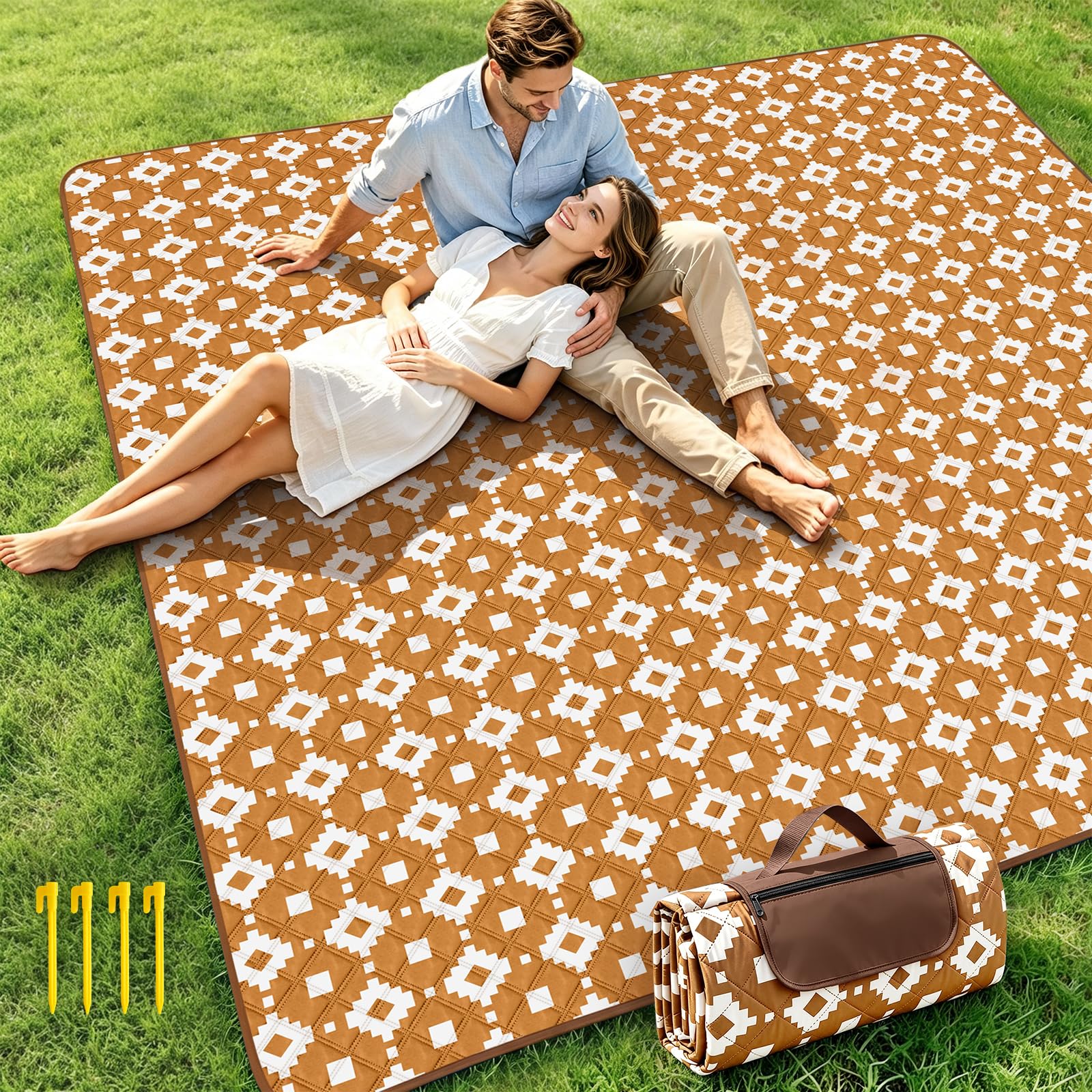 Large Foldable Picnic Blanket, 200 * 200 Cm, Waterproof and Sandproof
