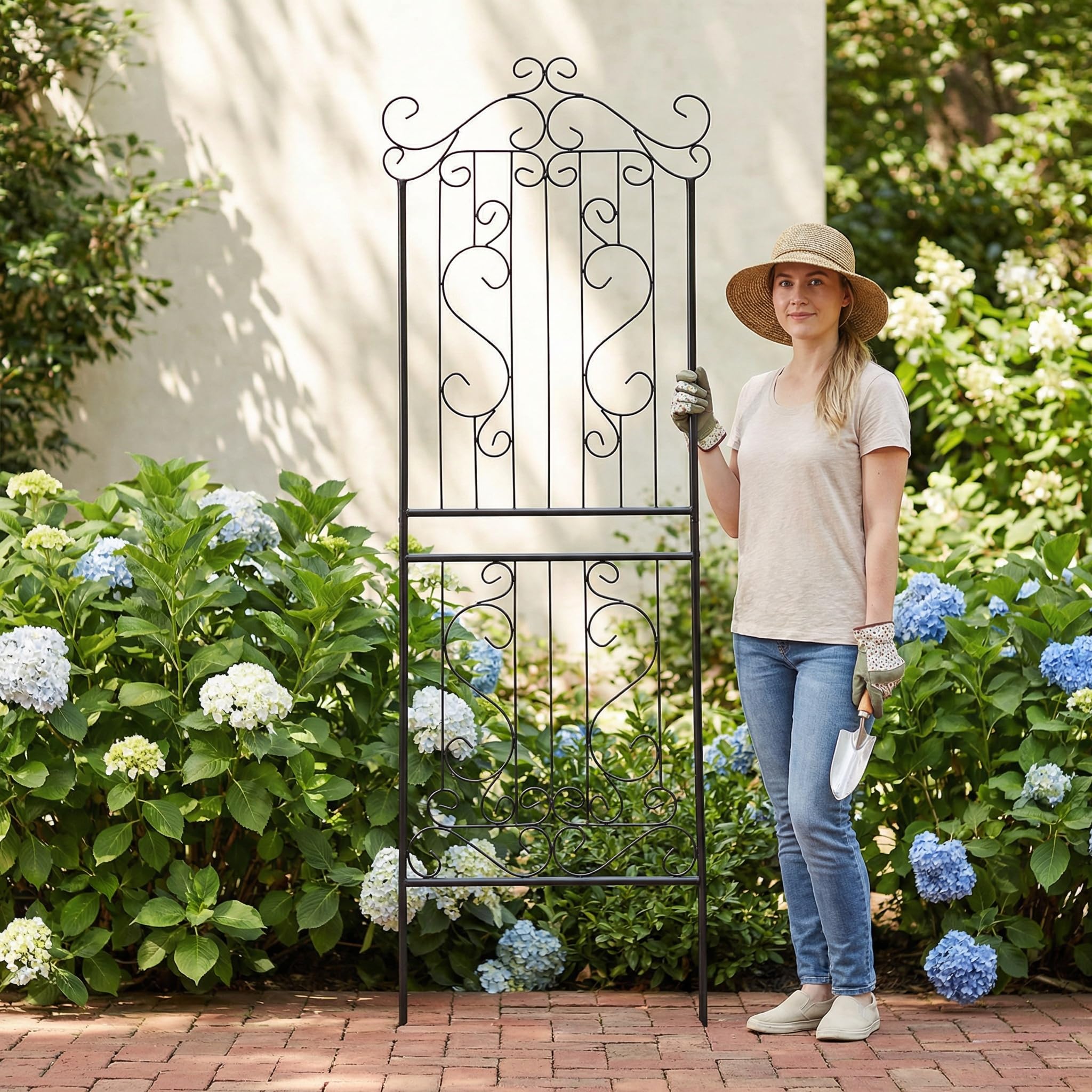 SCENDOR 1 Pack Trellis for Climbing Plants 82.7" H x 26.7" W Trellises Rose Vines Cucumber Tomato, Rustproof Decorative Fence Barrier Border