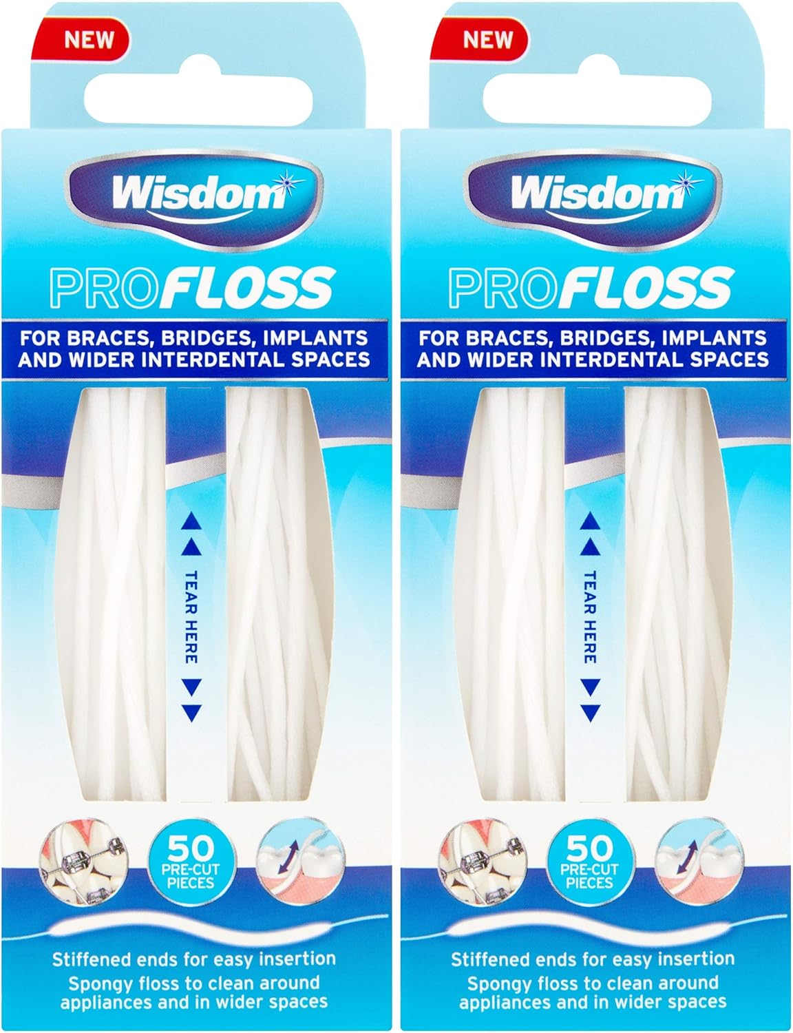 Wisdom PRO Floss, 50 preCut Lengths (2 Pack 100 Lengths Total