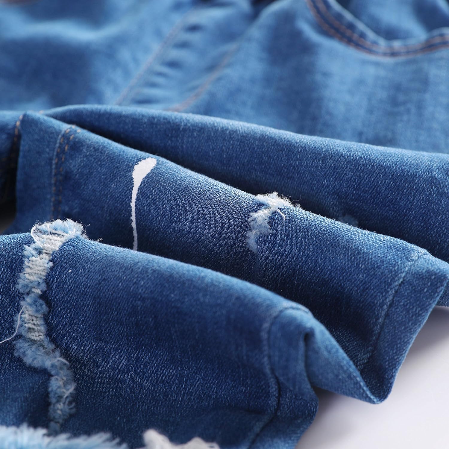 KIDSCOOL SPACE Baby Ripped Jean,Toddler Elastic Distressed Waist Denim Pants - Image 2