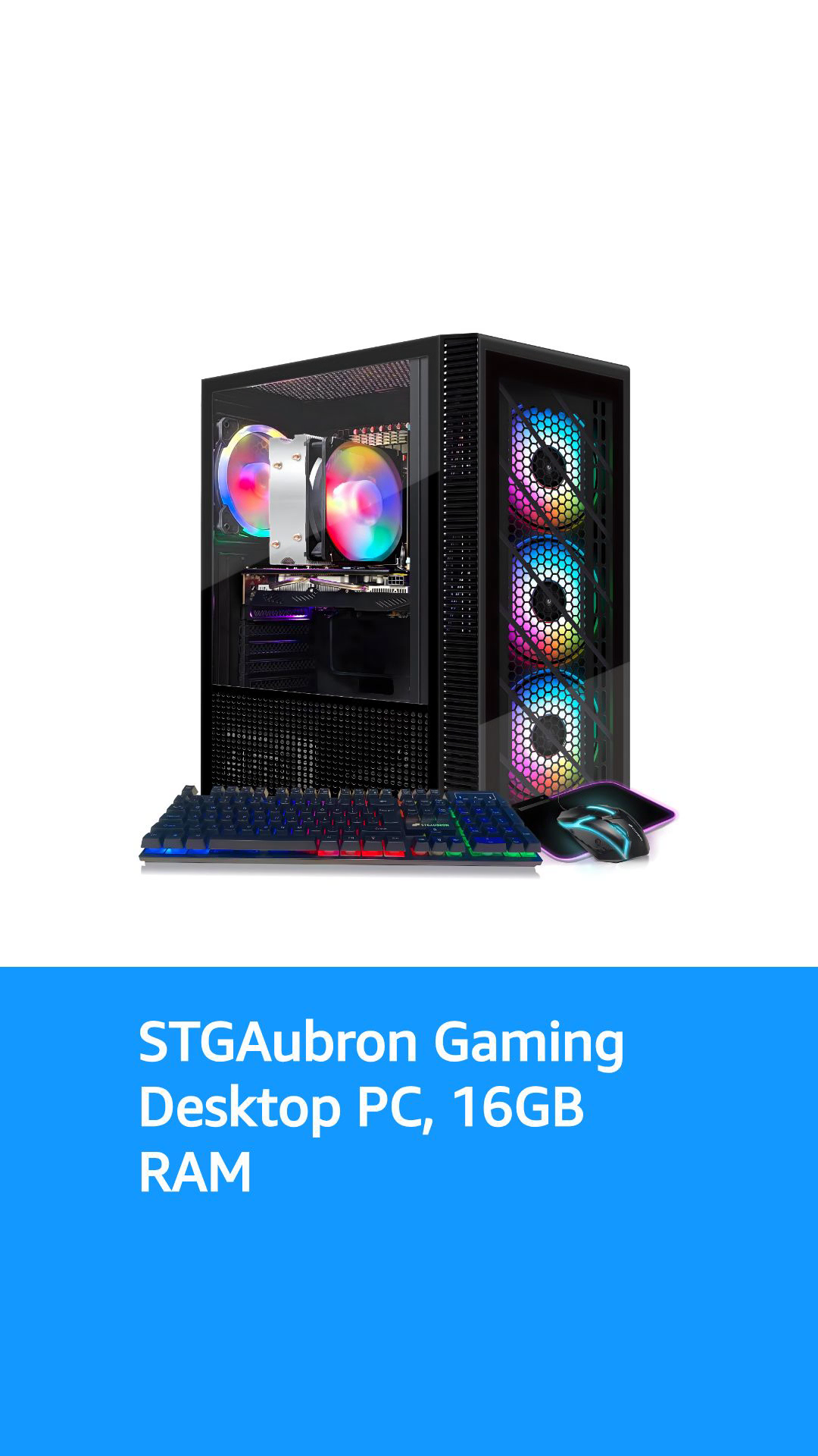 STGAubron Gaming Desktop PC, AMD Athlon 3000G 3.5G, Radeon RX 580