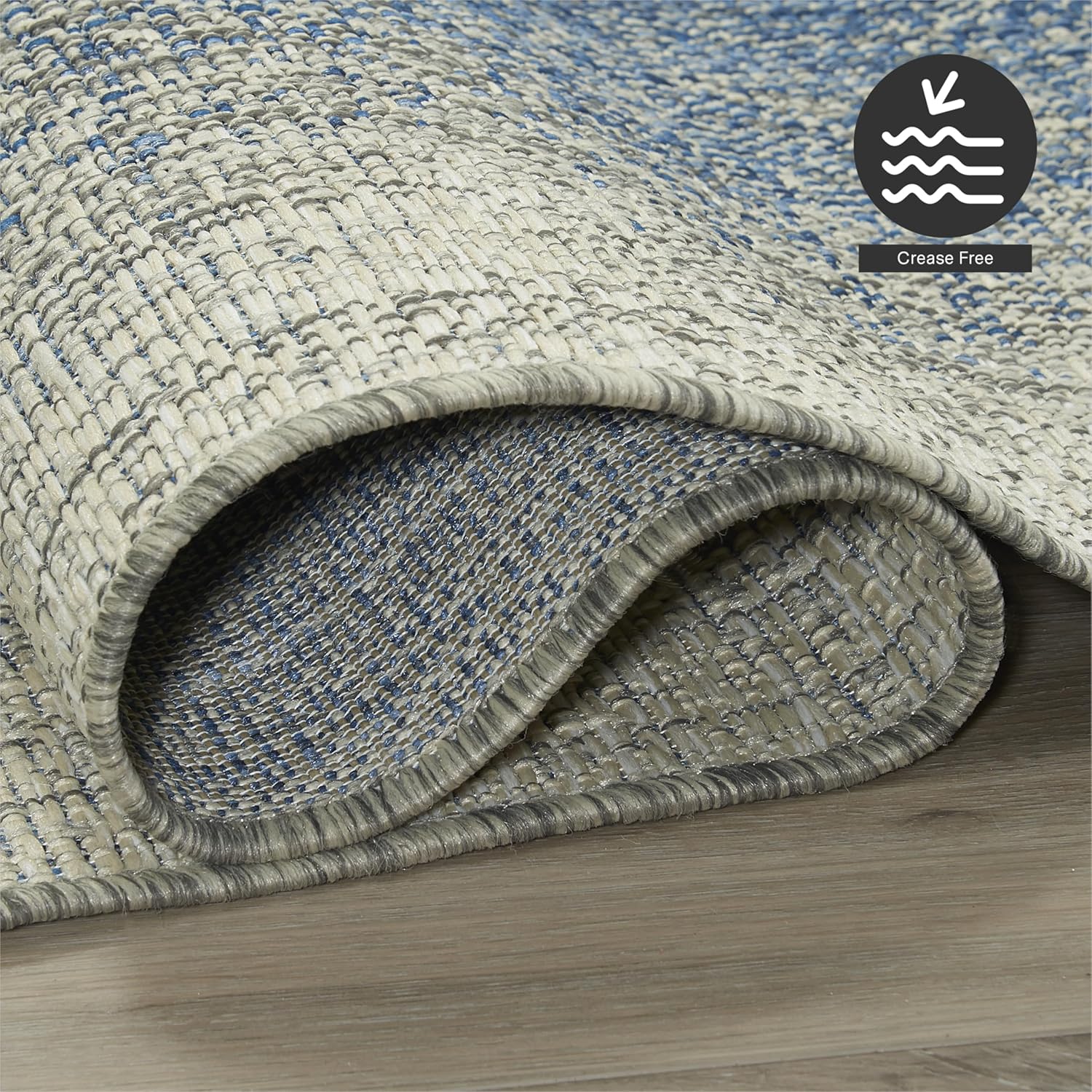 FH Home Outdoor Rug - Waterproof Easy to Clean Stain Resistant - Patio Indoor Outdoor Porch Deck Balcony Entryway - Ombre Modern - Dhruva - Blue - 4' x 6'