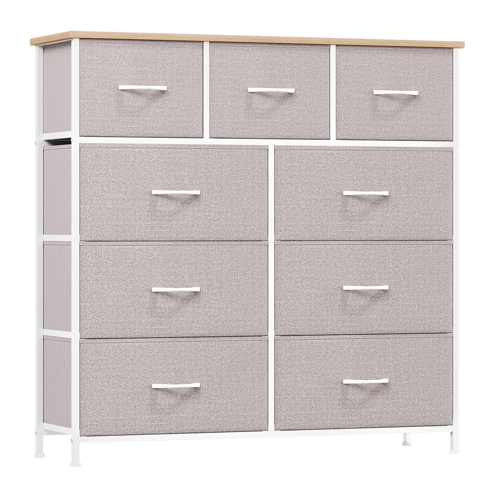 Somdot Tall Chest of Drawers for Bedroom with 9 Drawers, Wide Storage Organiser Fabric Dresser for Closet Nursery Bedside Living Room Entryway Hallway, Ash Grey — image 1