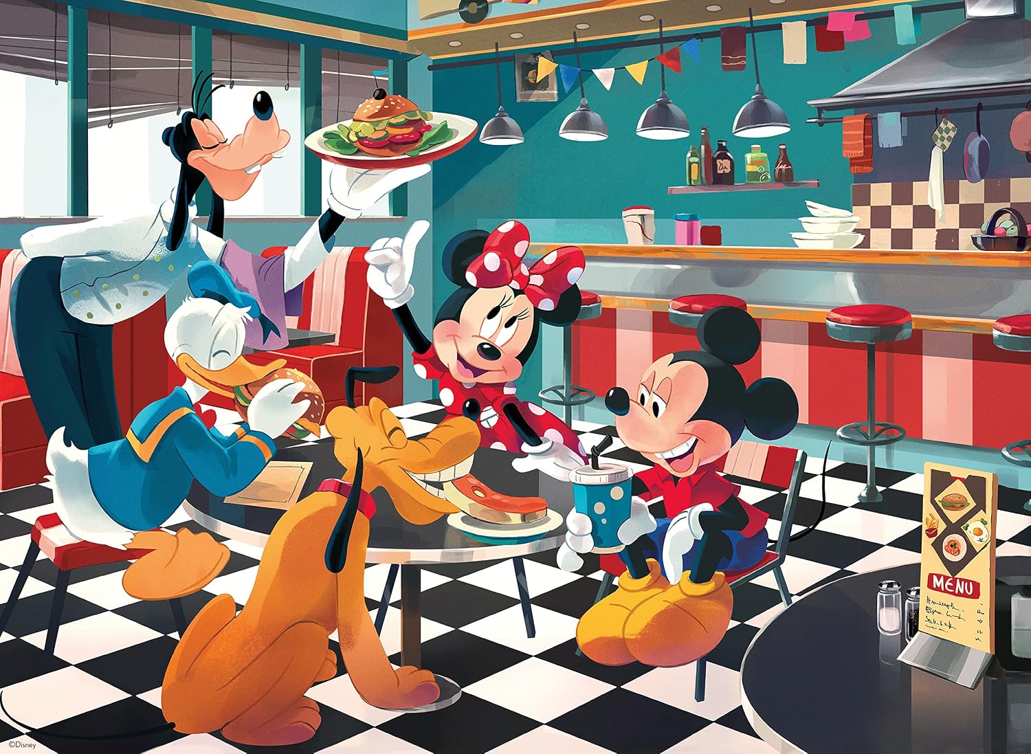 Ceaco - Disney Friends - Disney Diner - Oversized 200 Piece Jigsaw Puzzle