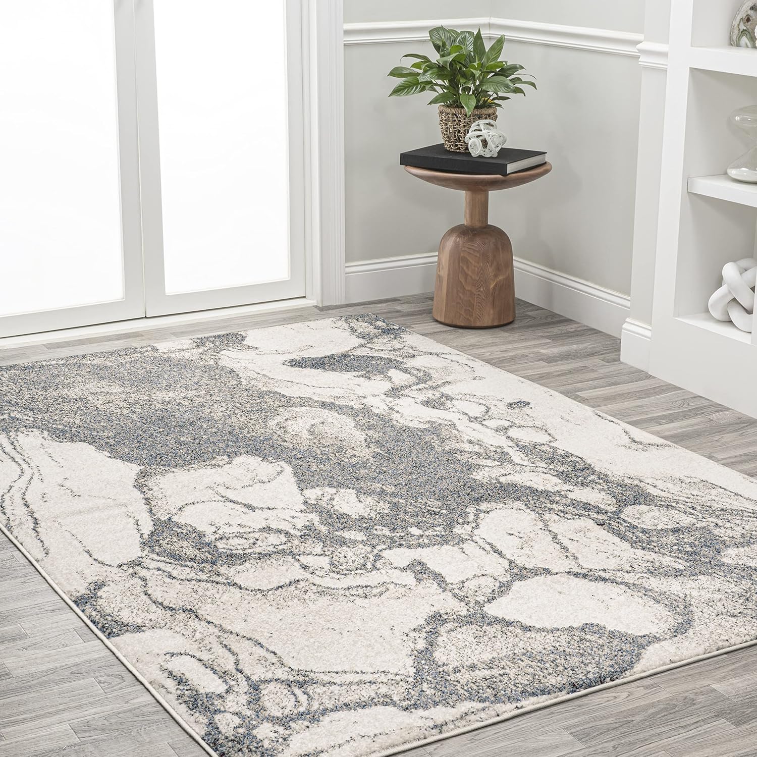 JONATHAN Y Marmo Abstract Marbled Indoor Area Rug 5x8, Gray/Cream, Modern, Contemporary, Easy-Cleaning for Living Room, Bedroom, Kitchen, Pet Friendly, Non-Shedding (CTP201D-5)
