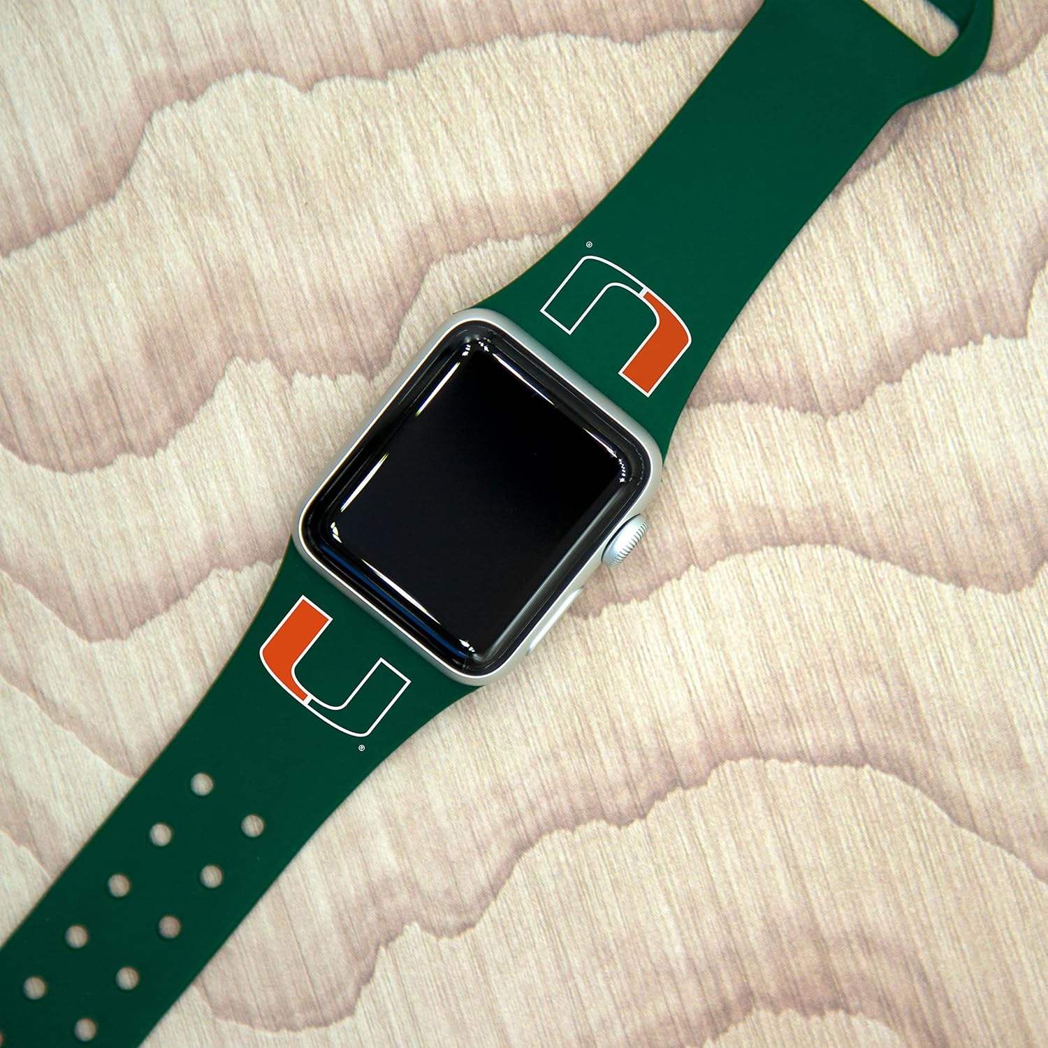 Affinity Bands Miami Hurricanes Silicone Sport Band compatible with Apple Watch (42/44/45/49mm (46mm Series 11) Green)