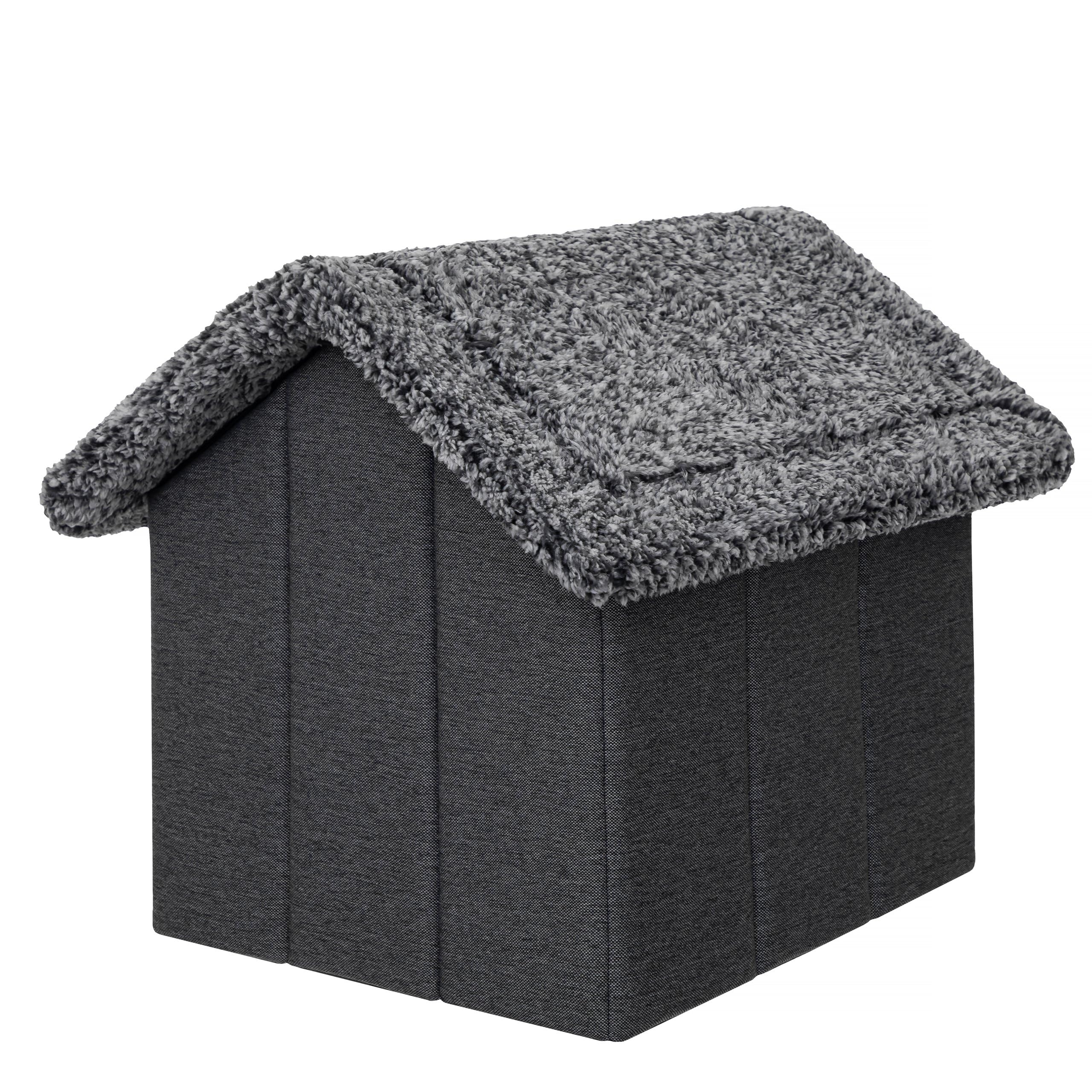 Caseta para mascotas, casa para perros, caseta para gatos, casa para perros, cojín para gatos, casa mullida, negro, 32 x 38 x 32 cm