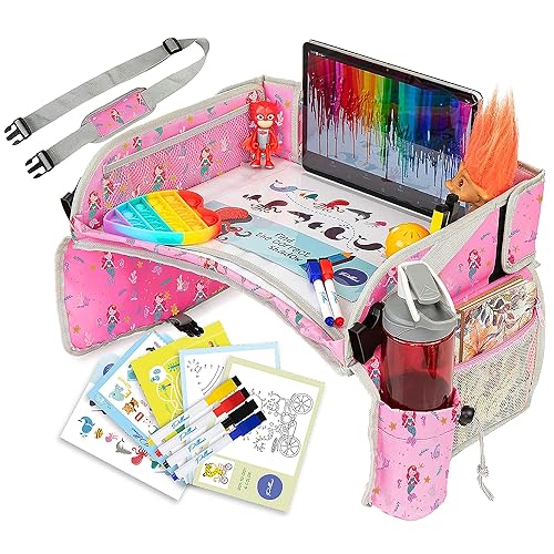 Miniatura 12 de PILLANI Bandeja de viaje para niños para el coche - Bandeja para asiento de coche para niños, artículos imprescindibles para viajes por carretera