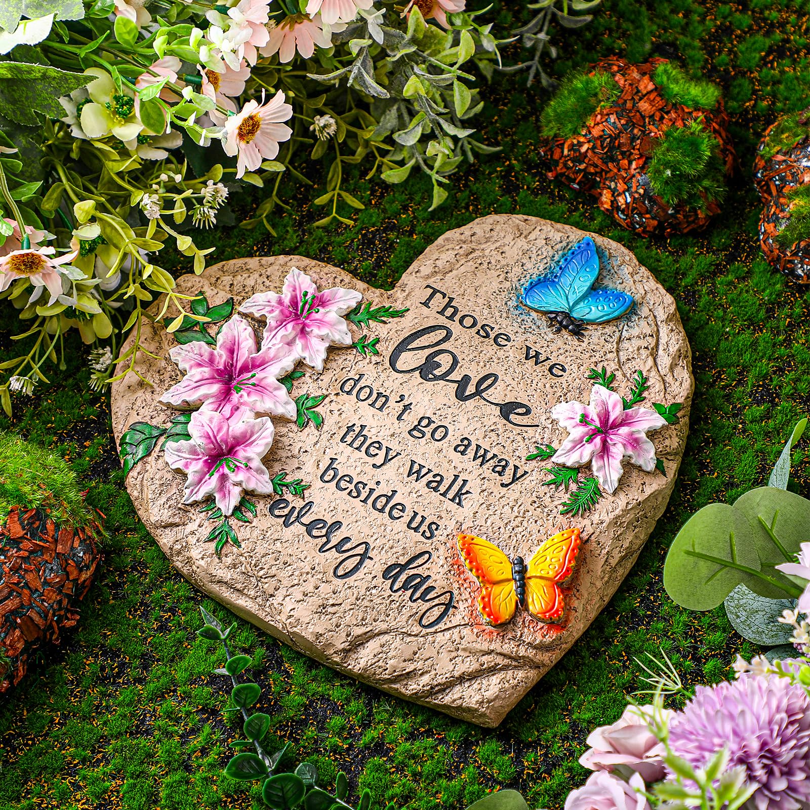 Jetec Memorial Garden Stone Sympathy Gift Decor Those We Love Don't Go Away Memorial Bereavement in Memory of Loss of Loved One Condolence Gifts for Outdoors(10 Inch)