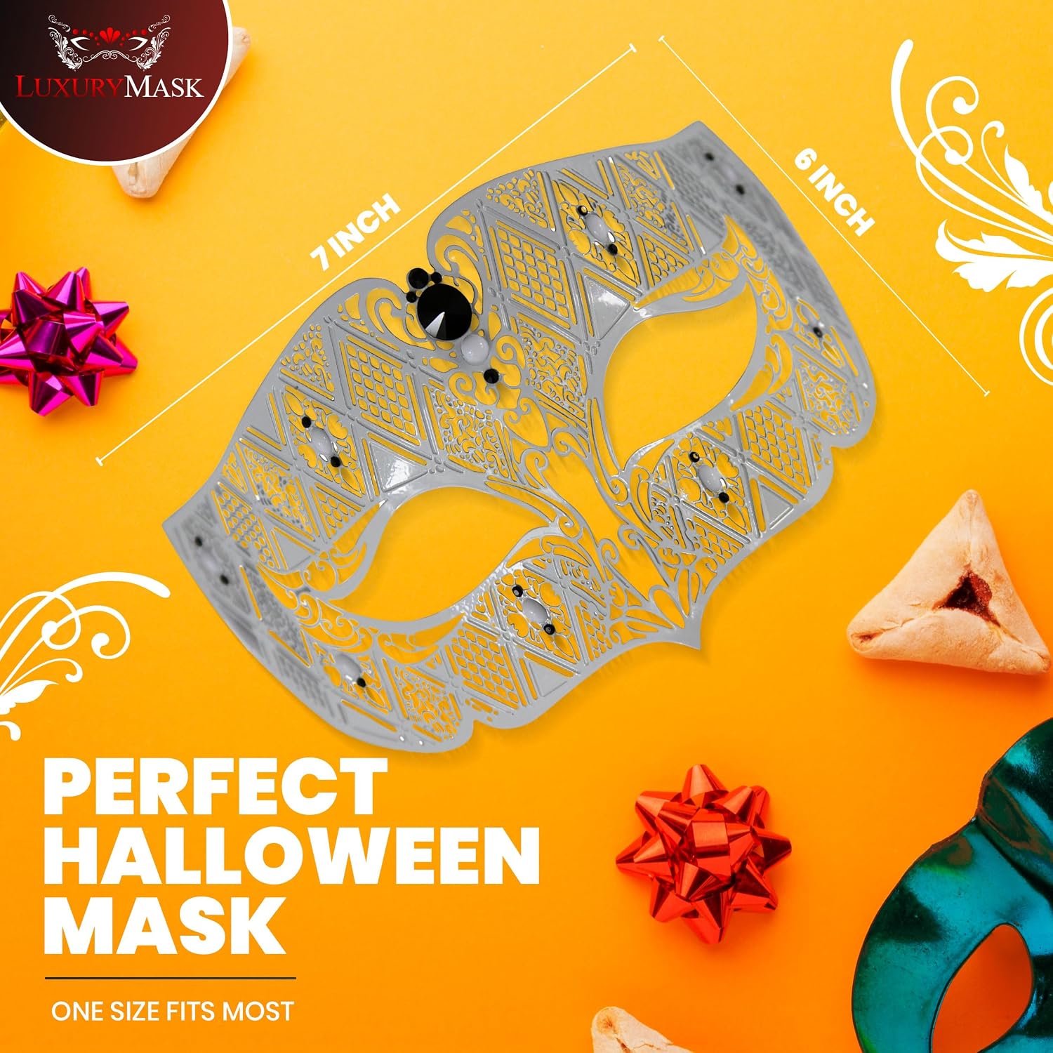 Masquerade Mask for Men, Diamond Design Laser Cut Venetian Style, Perfect for Halloween, Mardi Gras, Homecoming and Parties