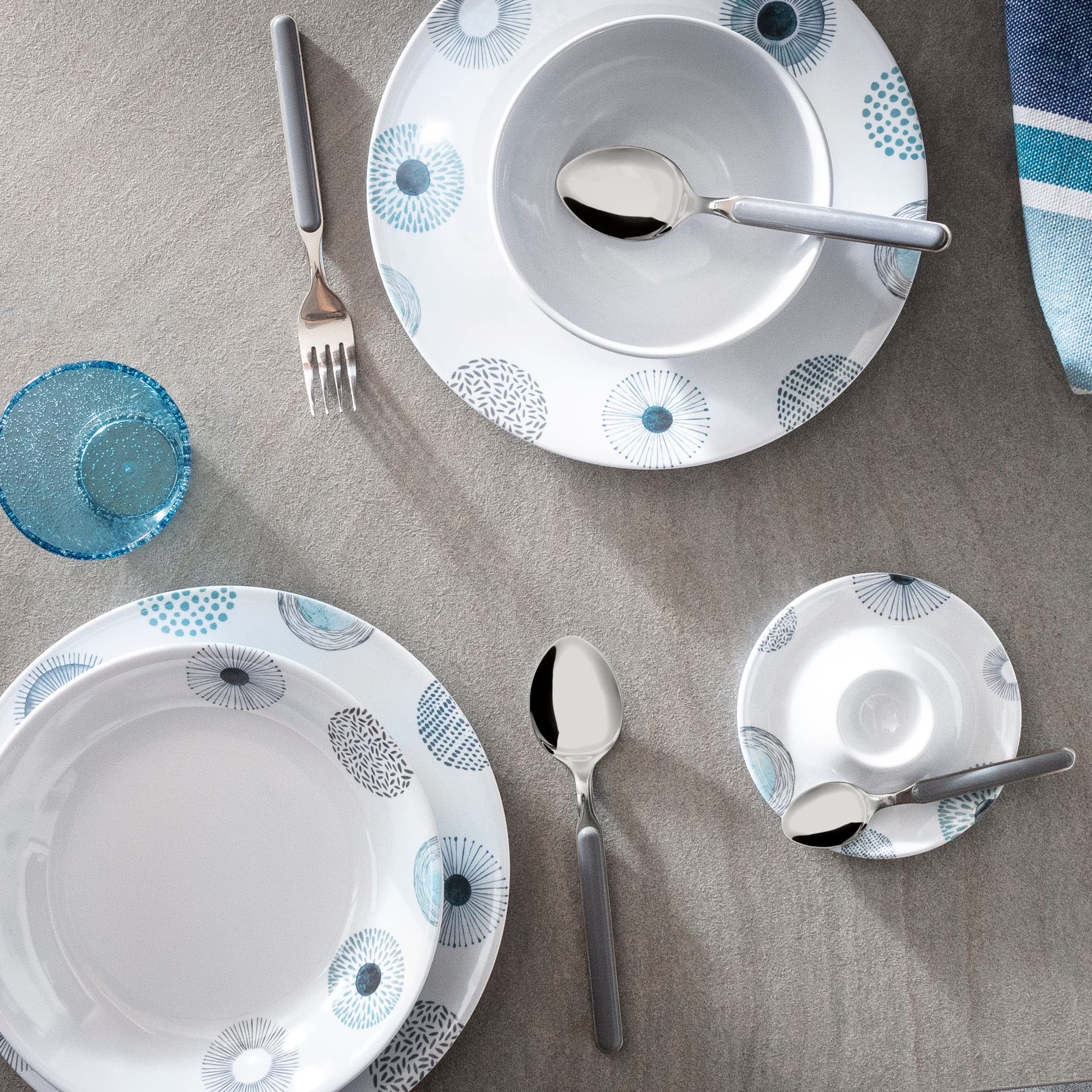 Brunner 0830143N.C7R Set Stoviglie da Campeggio per 2 Persone, Tête-À-Tête Deep Sea, 8 Pezzi