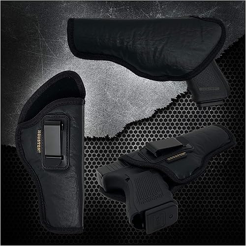 Miniatura 5 de IWB - Funda para pistola de Houston, material suave de cuero ecológico, compatible con Glock 1721, H & K, Beretta 92 FS, XDM, Ruger 45 BERSA PRO,