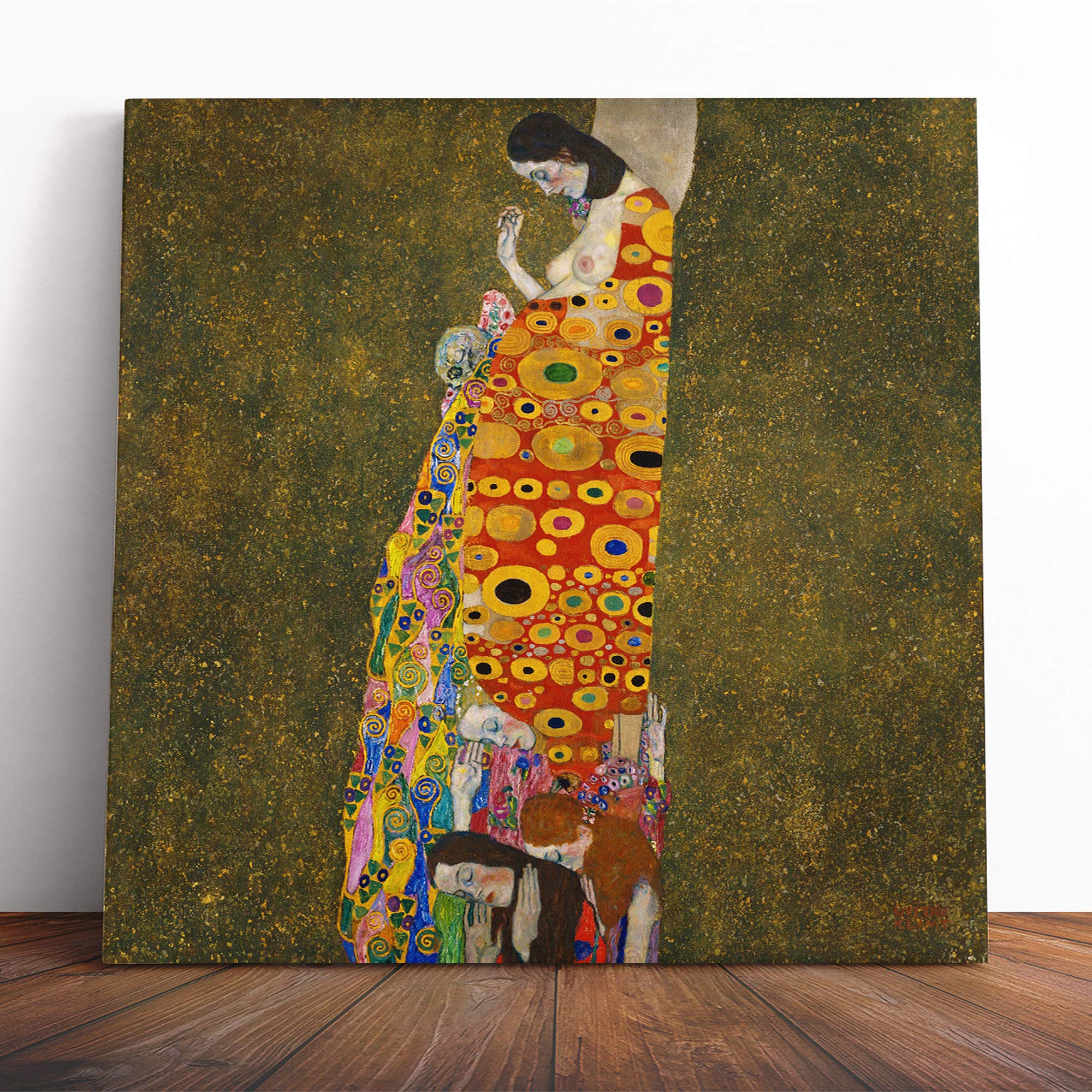 Big Box Art Canvas Print Wall Art Gustav Klimt Hope II | Mounted and Stretched Box Frame Picture | Home Decor for Kitchen, Living, Dining Room, Bedroom, Hallway, Muli-Colour, 14x14 Inch